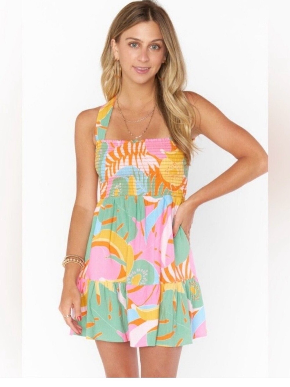 MuMu Collins colorful mini dress
